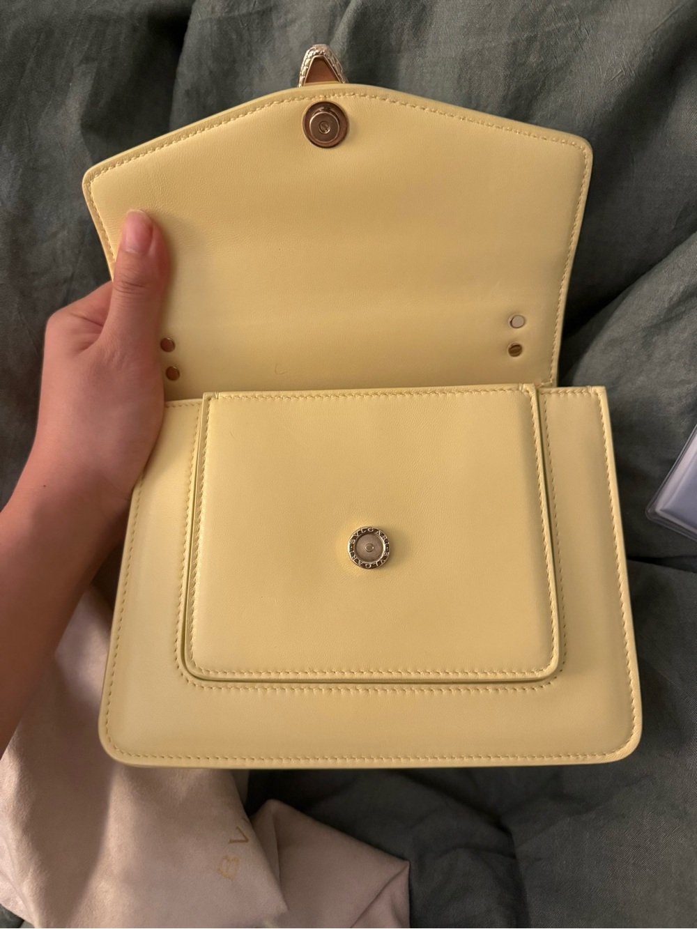 Bvlgari Yellow Calfskin Serpenti Forever Maxi Chain Crossbody Bag - Picture 14 of 15
